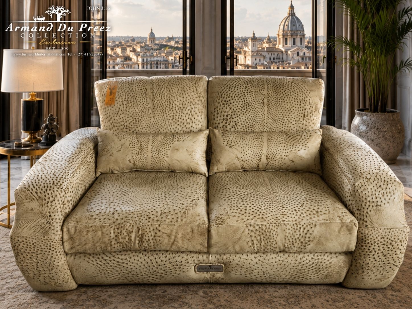 Armand du Preez-Ostrich Couch-Walnut Arms